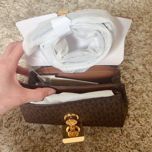 Michael Kors Lita Small Two-Tone Logo and Leather Crossbody Bag - Picture 6 of 9